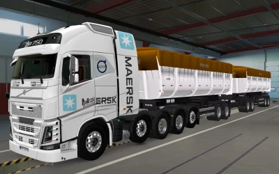 SKIN VOLVO FH16 2012 8X4 MAERSK WHITE BY RODONITCHO MODS 1.42