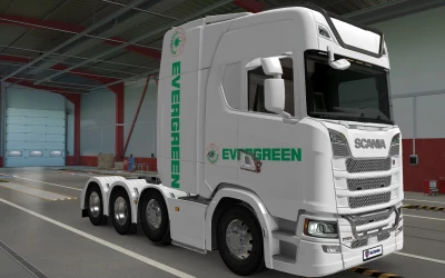 SKIN SCANIA S 2016 8X4 EVERGREEN WHITE BY RODONITCHO MODS 1.40