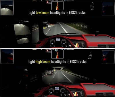 ETS2 changes light the headlights in trucks 1.45