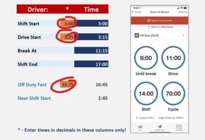 ATS driver EDL (HOS) & Trip time planning tool v1.0