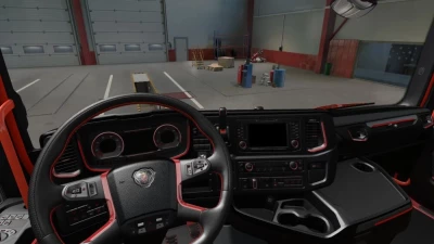 Scania R&S Interior Dark Red - Black + Dashboard v1.48