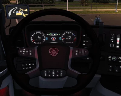 Scania S&R Piano Black Steering Wheel v1.0