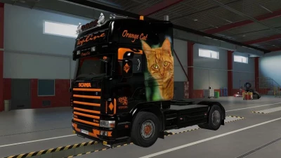 RJL Scania 4 Series Topline Orange Cat Airbrush Skin v1.0