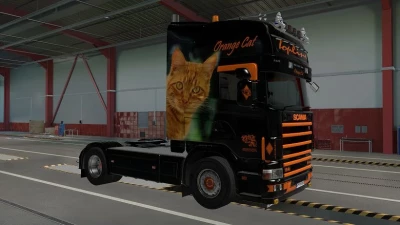 RJL Scania 4 Series Topline Orange Cat Airbrush Skin v1.0