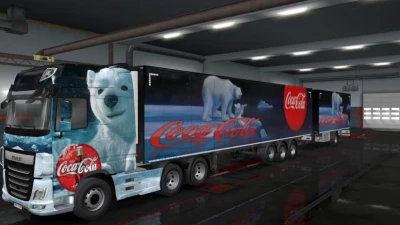 DAF XF E6 + Ownership Trailer Xmas Coca-Cola Bear Combo Skin 1.48