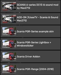 [Add-On] Max2712 Scania DC13-L6 Sound To Scania PGR by JUseeTV v1.0