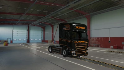 Scania RJL Black And Orange Skin 1.49