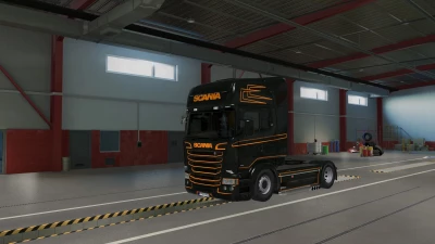 Scania RJL Black And Orange Skin 1.49