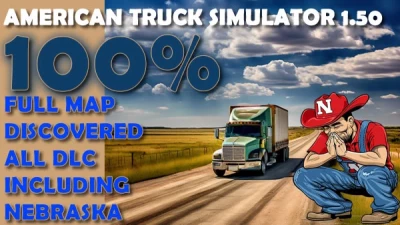 100% opened map in ATS 1.50 with all DLCs incl. Nebraska v1.0