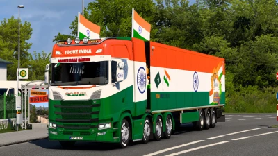 Indian Flag Skin for Scania S Highroof & Trailer Box v1.0