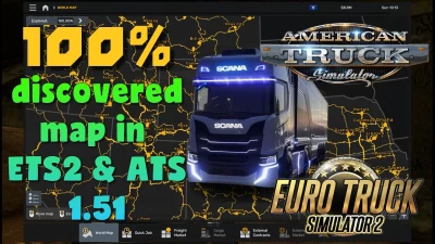 100% opened map in ETS2 Profile will all DLC 1.51