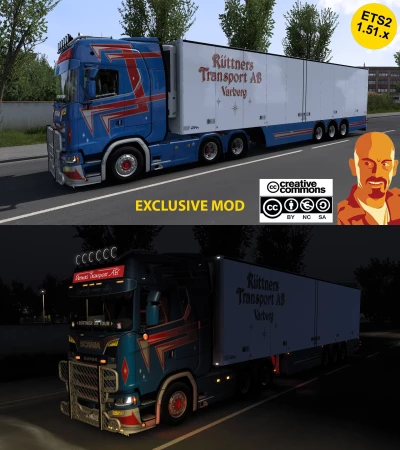 SCANIA S580 RUTTNERS TRANSPORT + NTM TRAILER (EXCLUSIVE MOD) ETS2 1.51