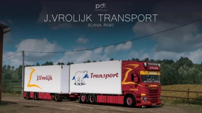 Scania R580 J.Vrolijk Transport + Trailer v11.0