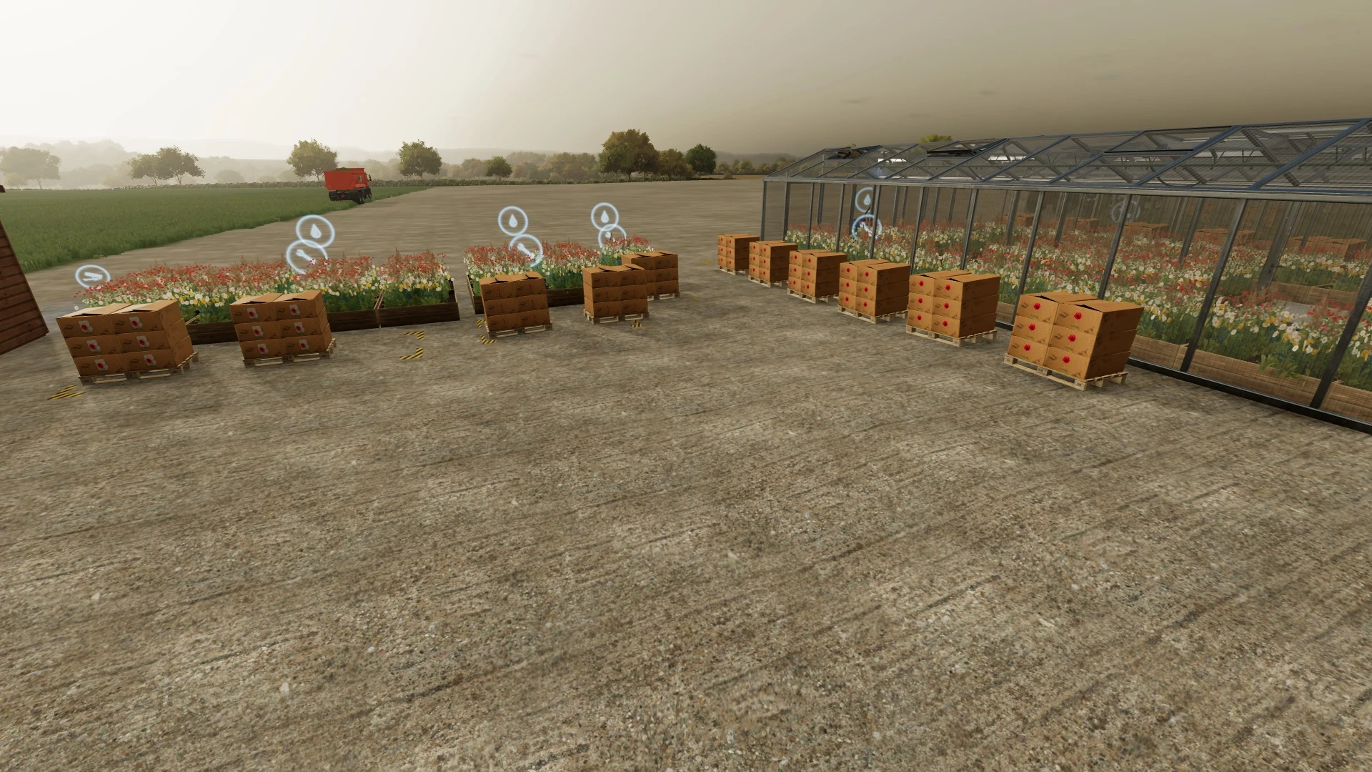 Multifruit Greenhouses and flower plots